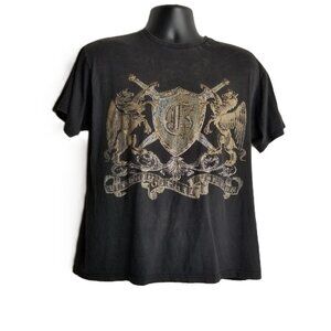 Grail Y2K Gothic Rhinestone Crest Mens M Black McBling Grunge Alternative Tee